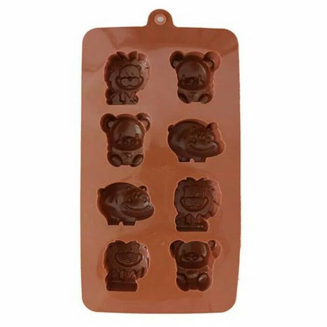 Cetakan coklat puding animal singa kudanil beruang silicone mold