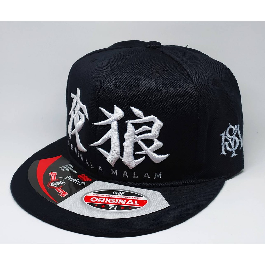 Topi Hip Hop Snapback SERIGALA MALAM cloting bordir