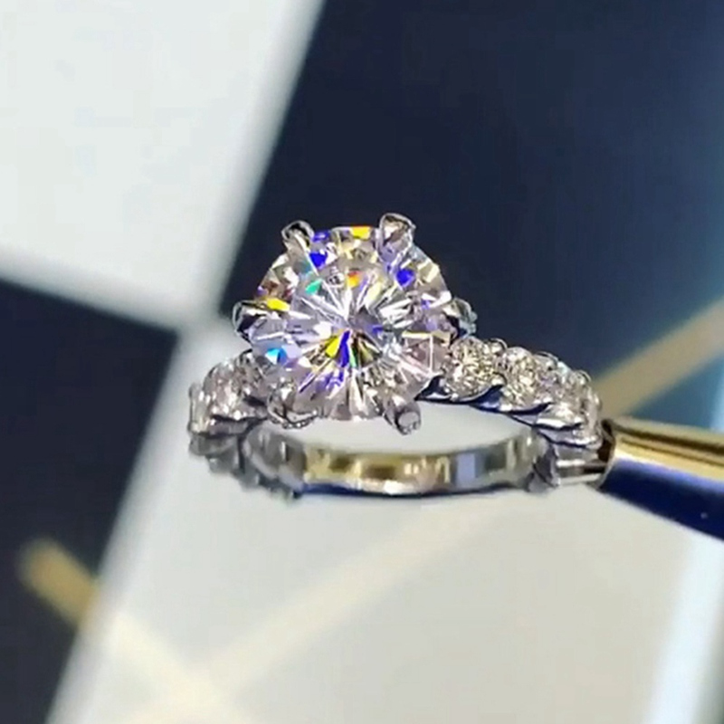 Cincin Bahan 925 Sterling Silver Aksen Berlian Gaya Vintage Untuk Pernikahan