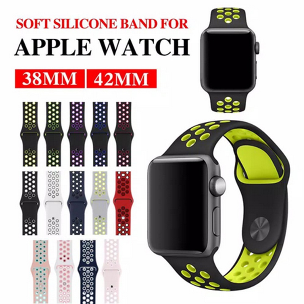 Strap Silikon Breathable Dua Warna For Apple Watch Nike Band Sport Loop iWatch Replacement