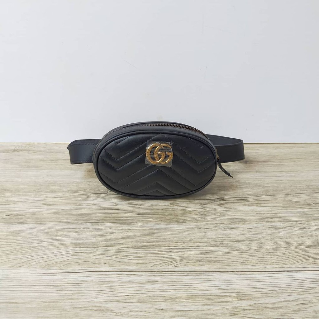 TAS PINGGANG WANITA GUCCI CHEVRON LEATHER GG MARMONT BELT BAG