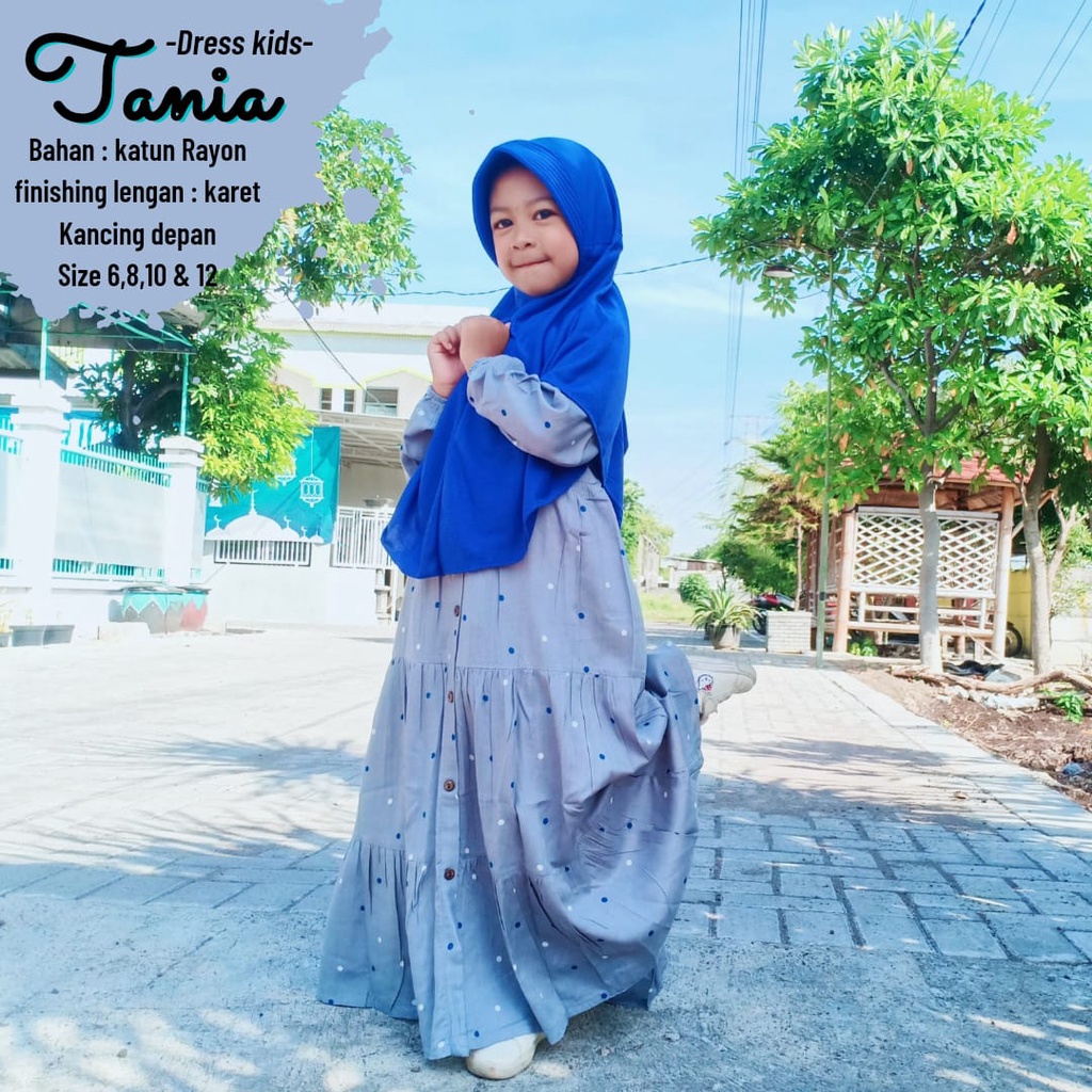 Dress Anak Tania Gamis Anak Murah Dress Polka Bahan Katun Rayon Premium Nyaman Dipakai | Bisa Cod