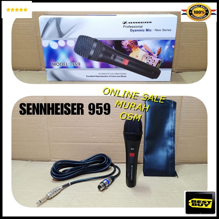 Sennheiser GOLDEN legendary Mic GOLD song musik kabel Microphone senheizer senheiser cable karaoke vocal audio sound mik pengeras suara pro profesional vokal mikrophone dynamic legendaris LUT  TERBUAT DARI BESI 1 Mic kabel 4-6meter  sennheiser 959 Suara b