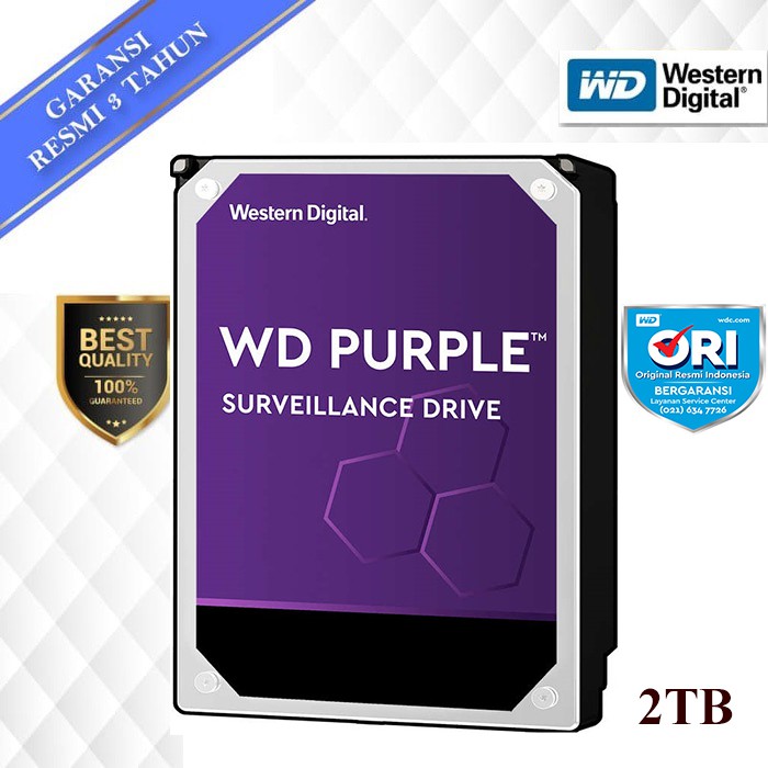 WD Caviar Purple 2TB - HD Hardisk Internal 3.5&quot; for CCTV Surveillance