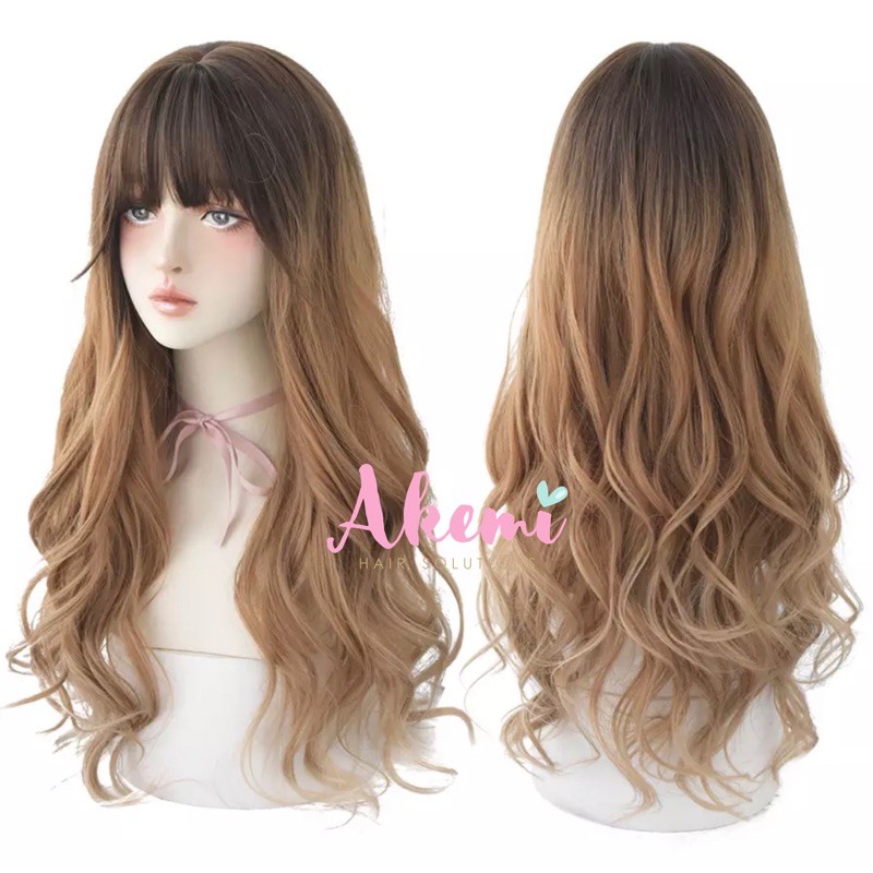 Wig Akemi Poni Tips Akemi WAVE 65cm OMBRE KHAKI