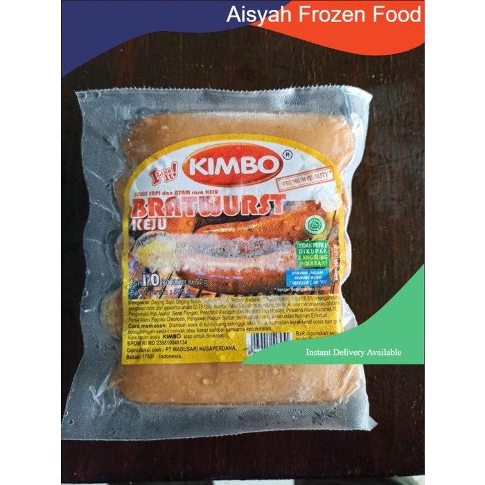 

Kimbo Bratwurst Keju (Sosis sapi dan ayam rasa keju) 500gr