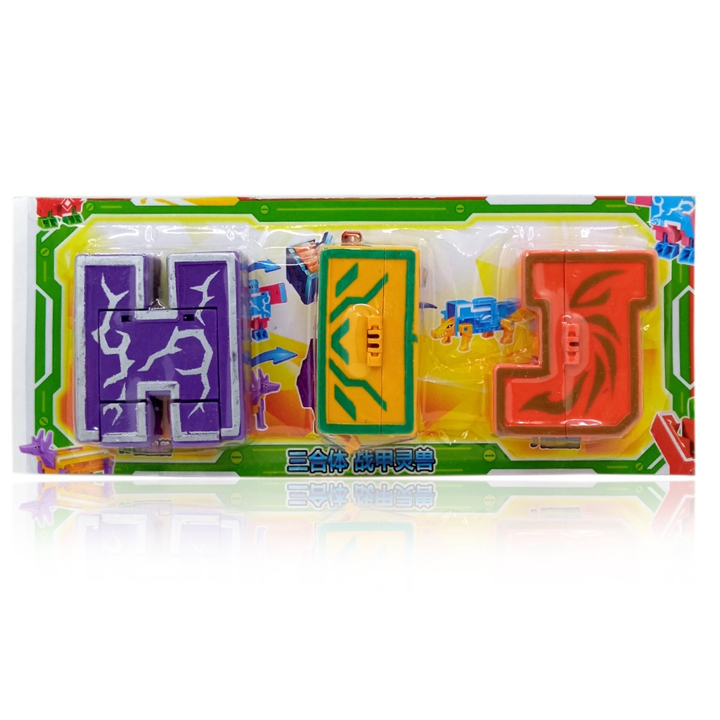 Robot Dino Huruf Alphabet HIJ Berubah Bentuk Menjadi Dinosaurus Mainan Anak