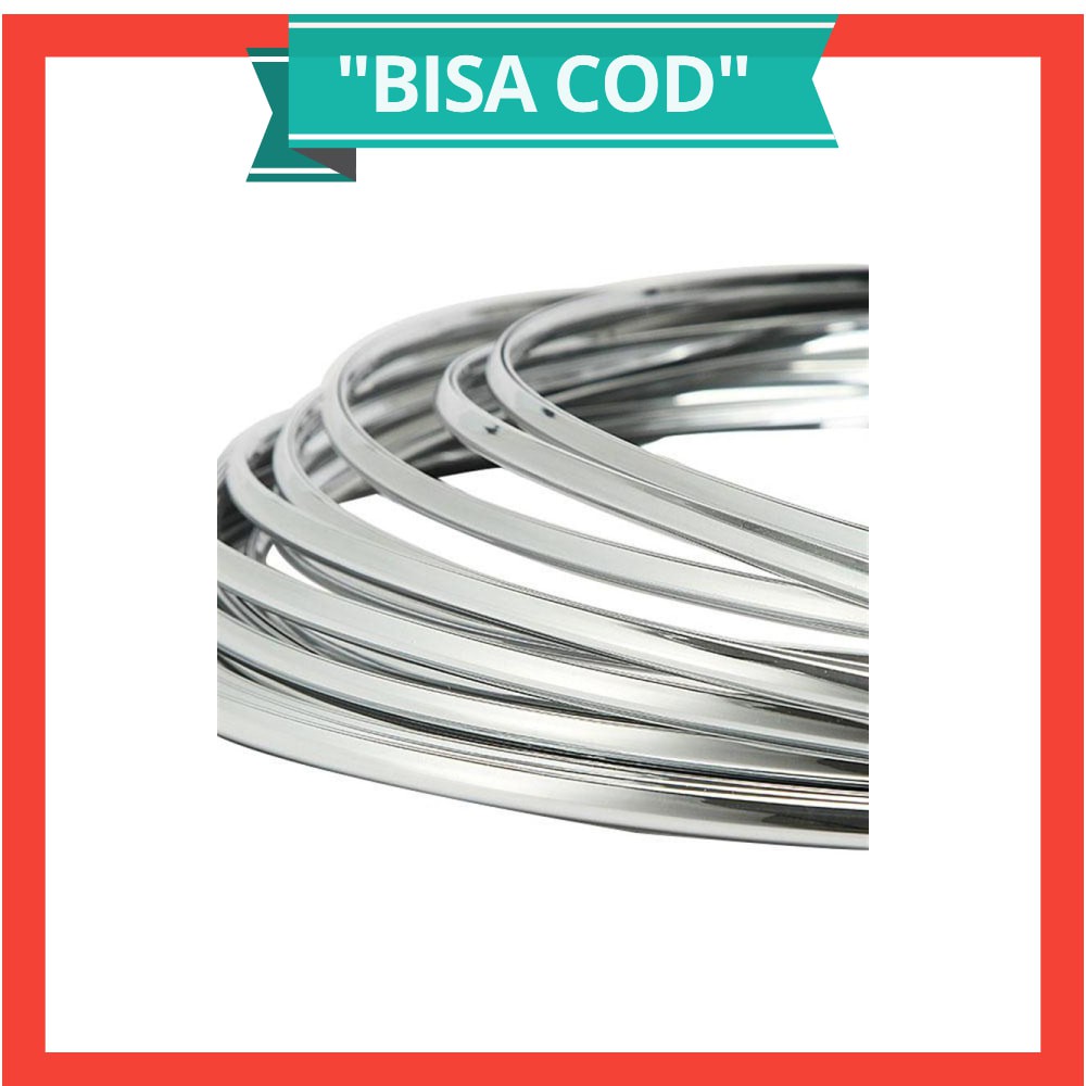 Lis Dekorasi Interior Mobil Moulding Chrome Trim Strip 4M - C3578 - Silver