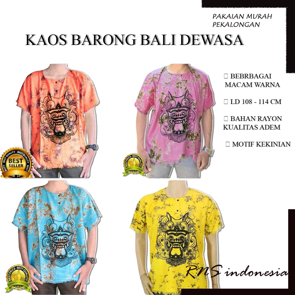 Barong Bali Katun Kaos Barong Bali Katun Rayon Pria Wanita Ukuran M L XL XXL Jumbo Katun Rayon M L X