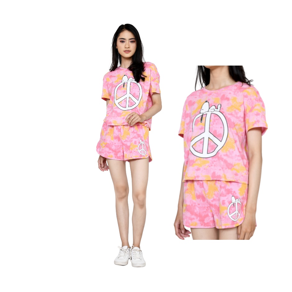 TIE DYE PINK CORAL SNOOPY / BIGSIZE TIE DYE T-SHIRT SNOOPY/ SETELAN KAOS COTTON