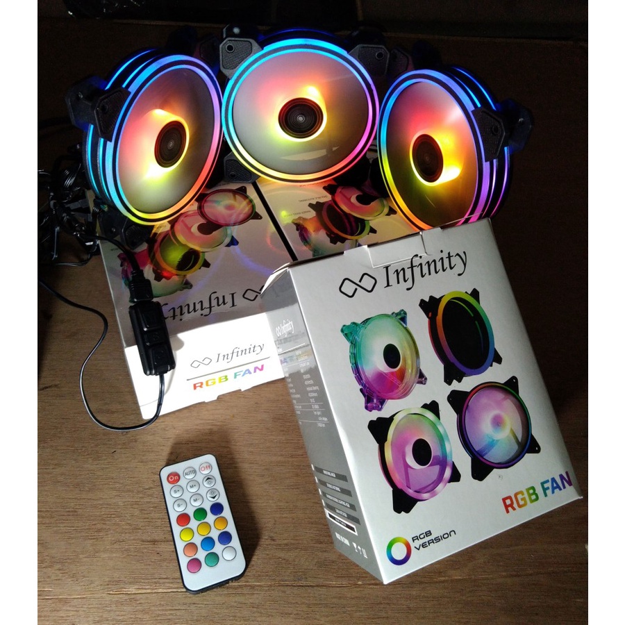 Fan Infinity Aura RGB 3 in 1 Set ( 3 fan + Hub + Remote ) Case Kipas