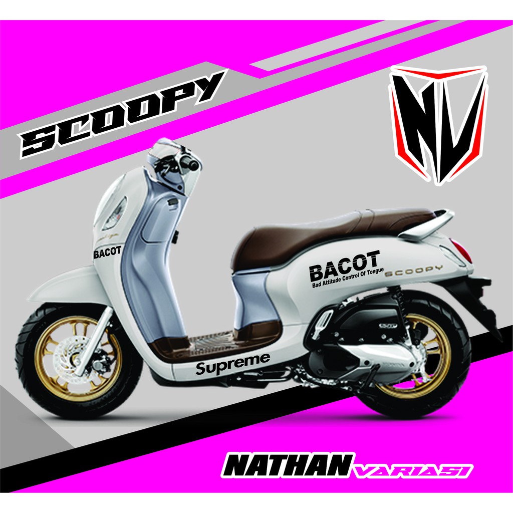 stiker Bacot Sticker bacot scoopy supreme BEAT NMAX GENIO VESPA OPEN BO