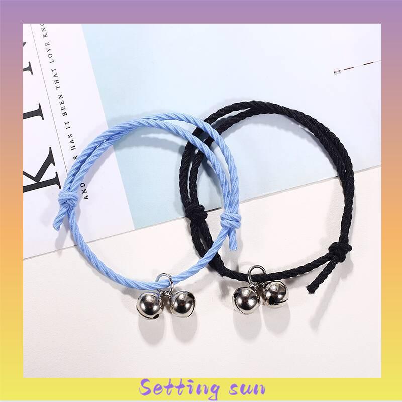 2 PC Korea Wanita Lonceng Adjustable Gelang Pasangan Pacar Hadiah Ulang Tahun TN