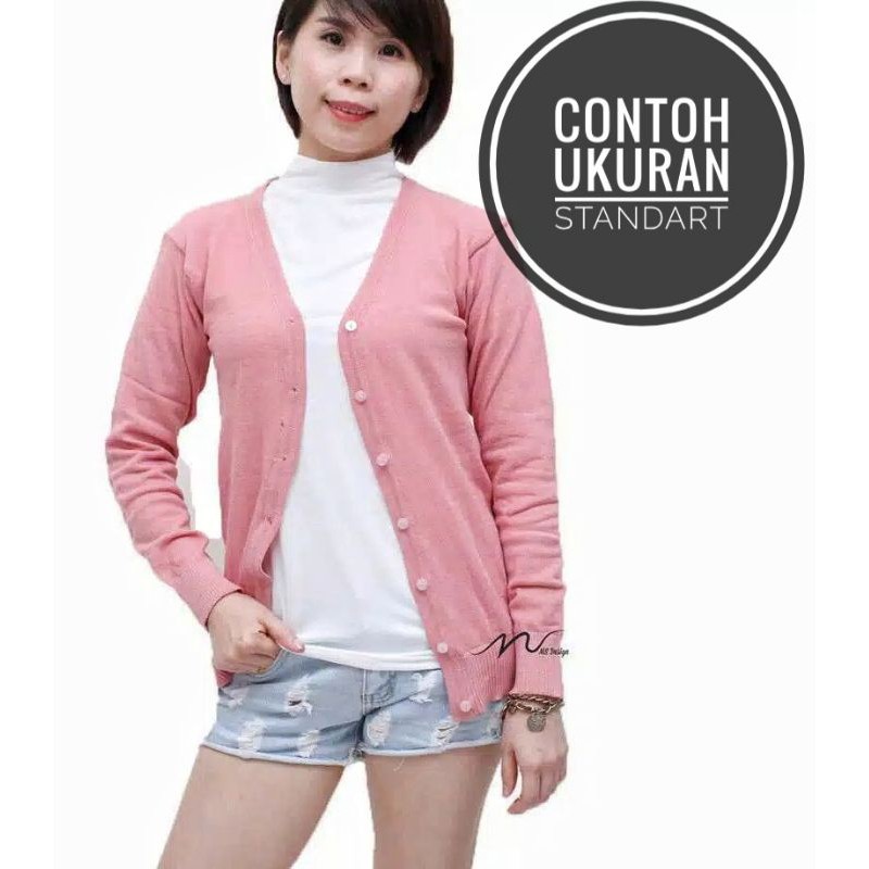 Cardigan Rajut Basic Polos Size Standart Dan Jumbo