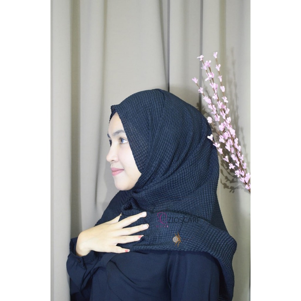 A36 PASHMINA PLISKET KOTAK Pashmina Crinkle ZIOSCARF kerudung bawal malaysia waffle shawl