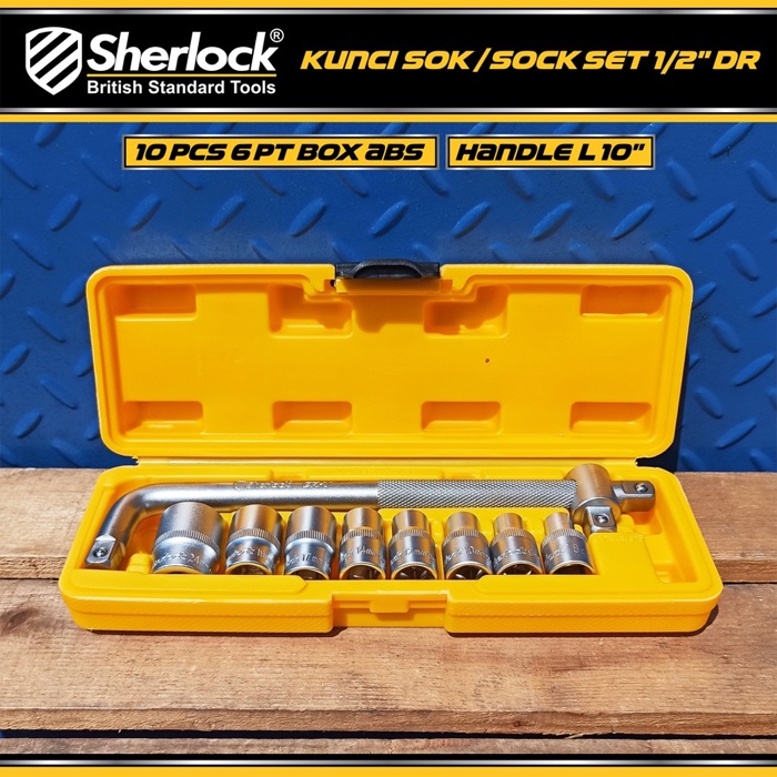 Kunci Shock Set 10 pcs / Sherlock Sok/Sock Set 1/2 inch 6PT box ABS