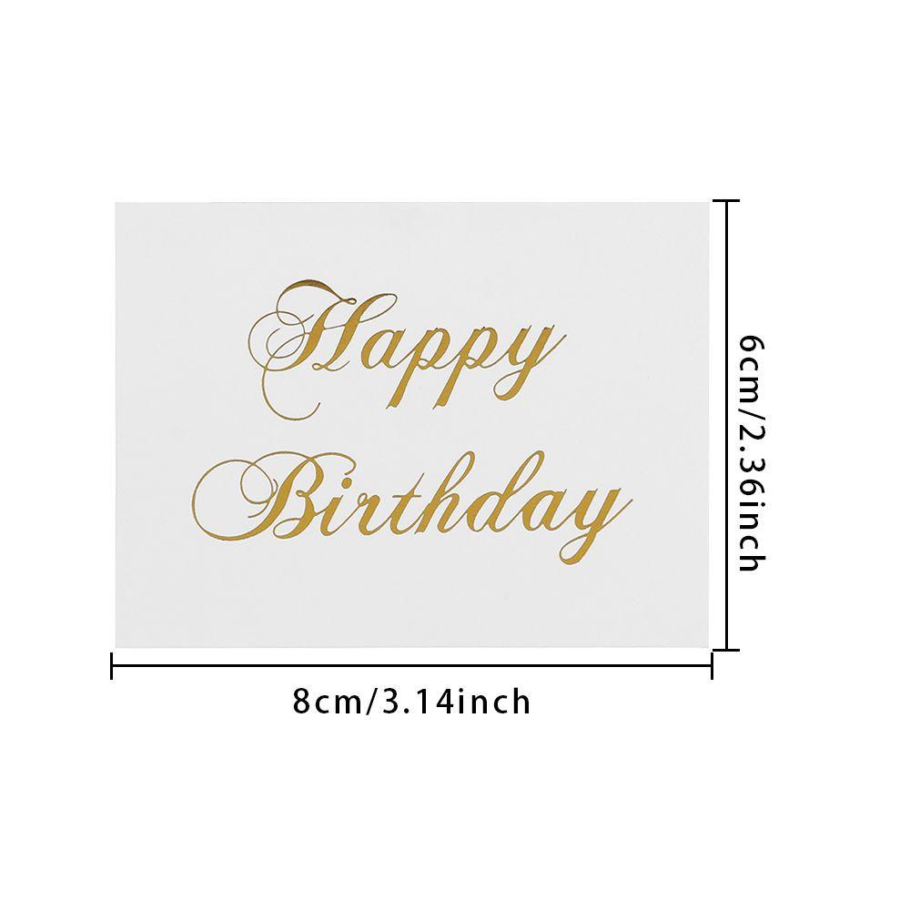 Chookyy 50PCS Kartu Ucapan Putih 6x8cm Happy Birthday Desain Simple Stamping Emas