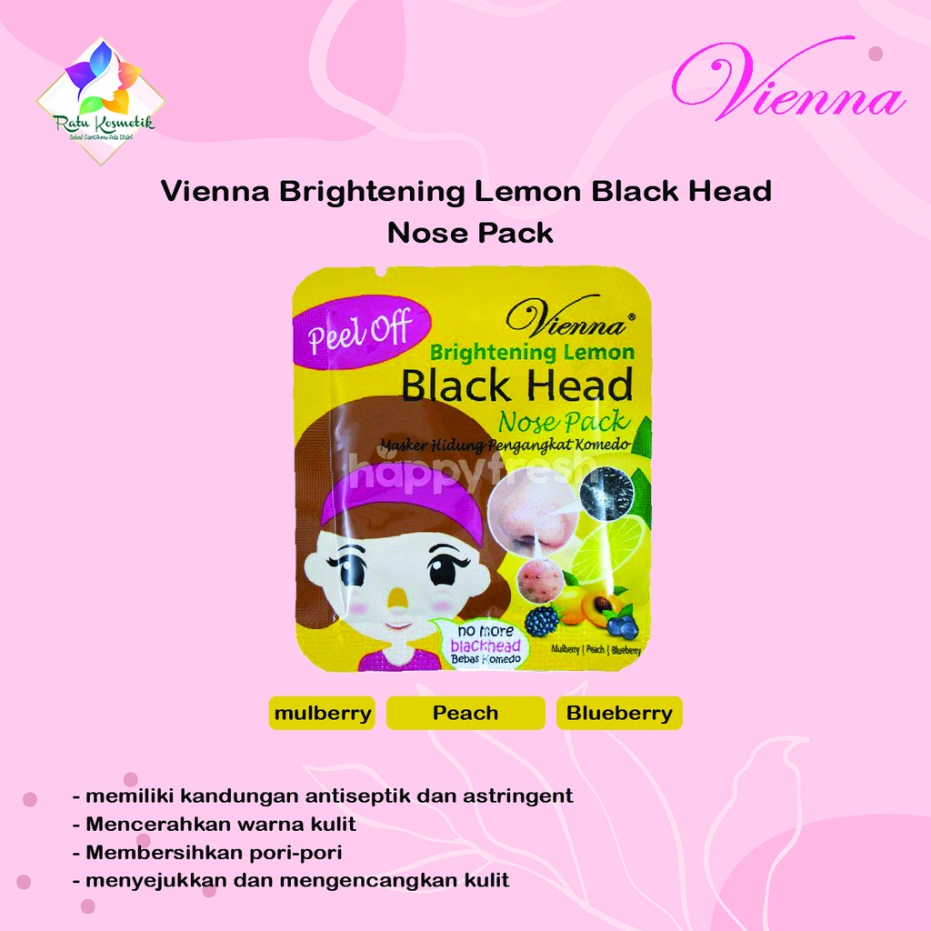 ❤ RATU ❤ Vienna Black Head Nose Pack Sachet | Peel Off | Masker Hidung | Charcoal | Tea Tree Oil | Brightening Lemon Viena✔️BPOM