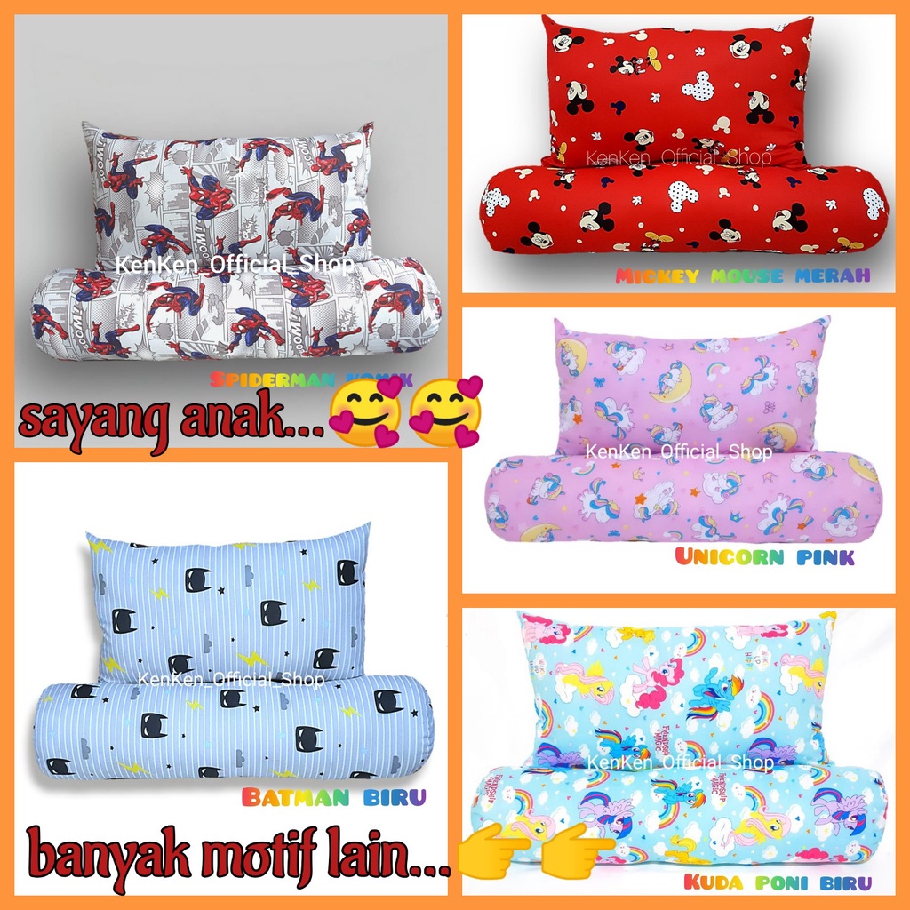 Bantal Guling Anak Bermotif Karakter Cewek Dan Cowok Untuk Usia 1-8 Tahun