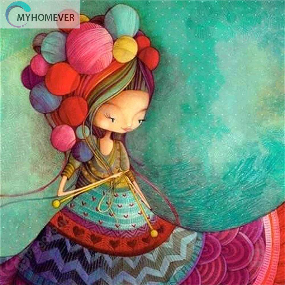 Myhomever Lukisan Bordir Cross Stitch Diamond Gambar Kartun Anak Perempuan Shopee Indonesia
