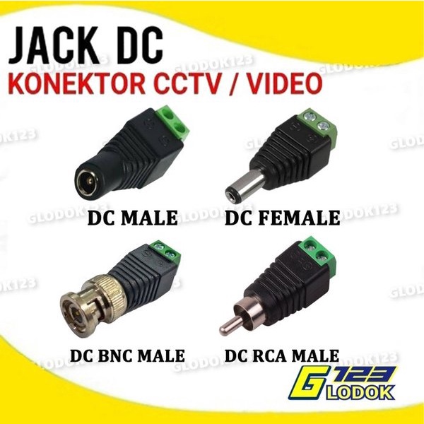 Jack DC Female Male RCA BNC Connector CCTV Kamera Konektor Cewek Cowok