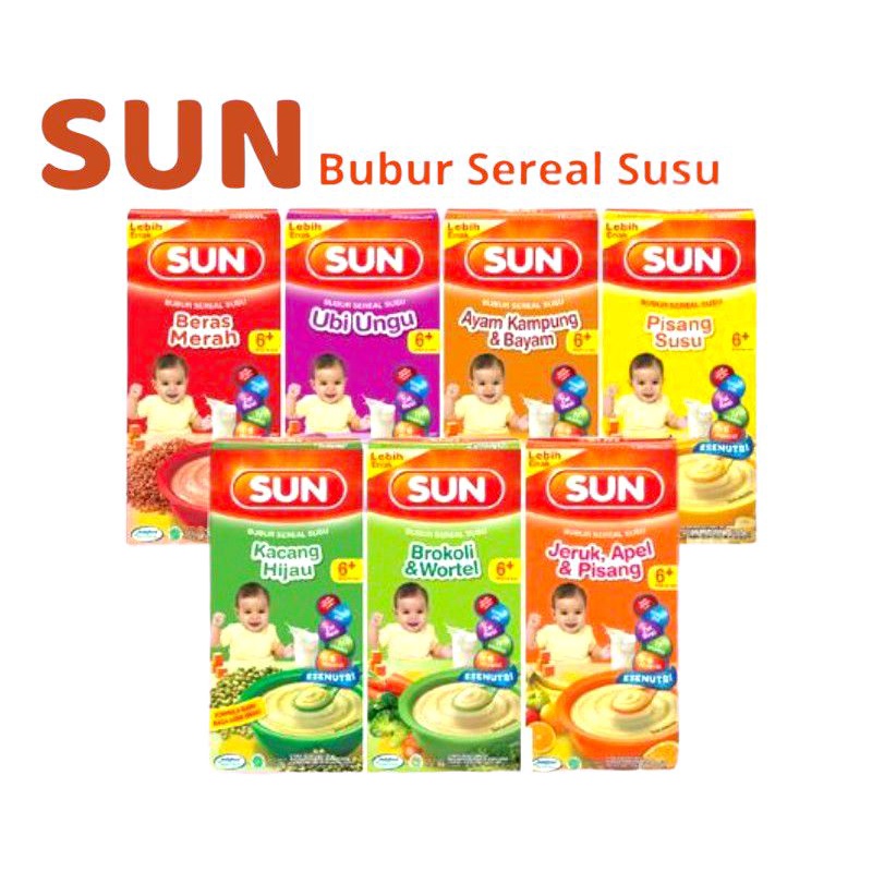 SUN-BUBUR TIM 6+ dan 8+ BAYI 120 GRAM BOX &amp; EKONOMIS / ANEKA RASA