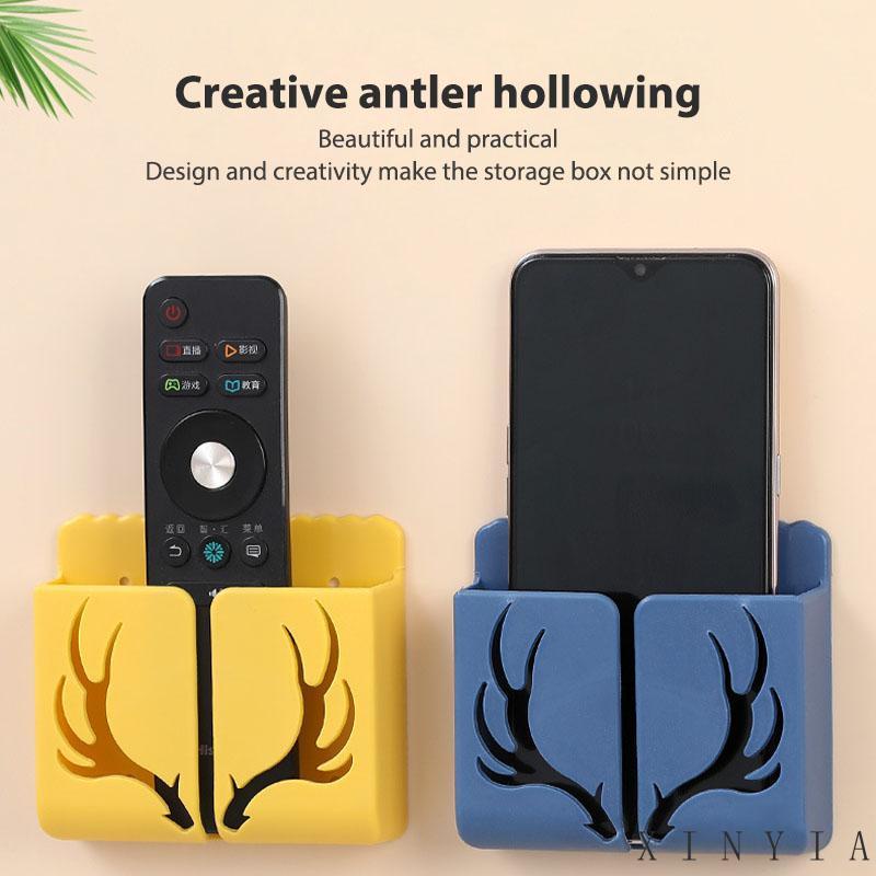 Xia.id Rak Gantung Dinding Desain Tanduk Rusa Holder Remote Control Handphone Untuk Kamar Tidur