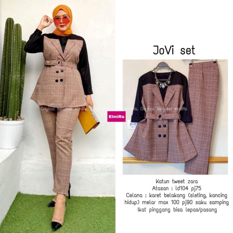 BEST SELLER SETELAN JOVI made by ELMIRA | SETCEL SATU SET BAJU DAN CELANA KANTOR