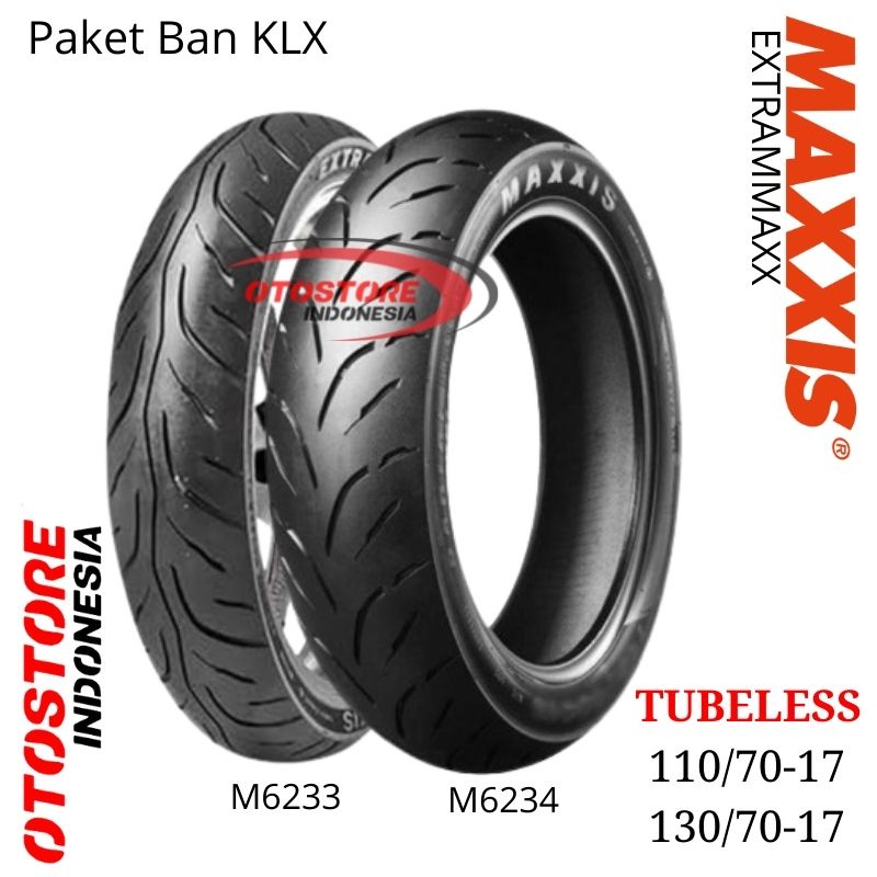 Paket Ban Motor KLX Super Moto Satu Set Maxxis Extramaxx 110 130 70 Ring 17 Tubeless Sepasang Satu S