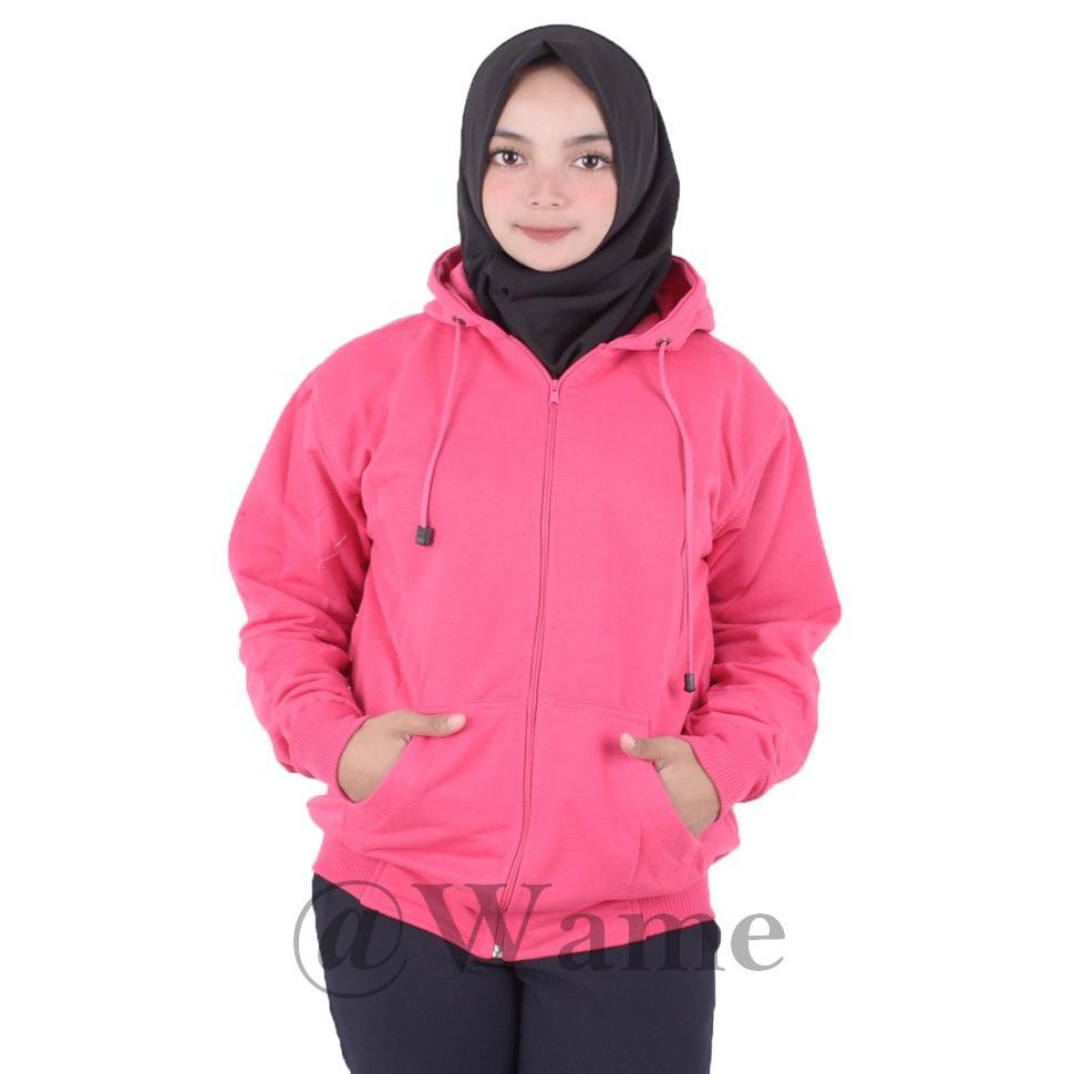Jaket Zipper Polos Hoodie M,L,Xl,Xxl Pria Wanita Pink Fanta Wame