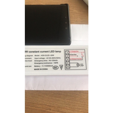 Driver travo emergency LED 20watt 85-265Vac LifeTime battery : 45-120min Emergency luminance : 100%