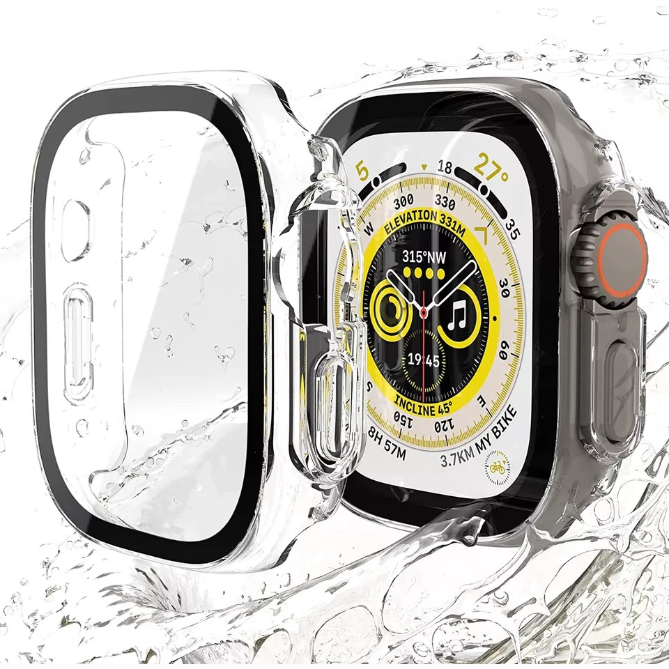 Hard 2in1 Tempered Glass Clear case Full cover Apple Watch  ULTRA 49mm Case cover Casing