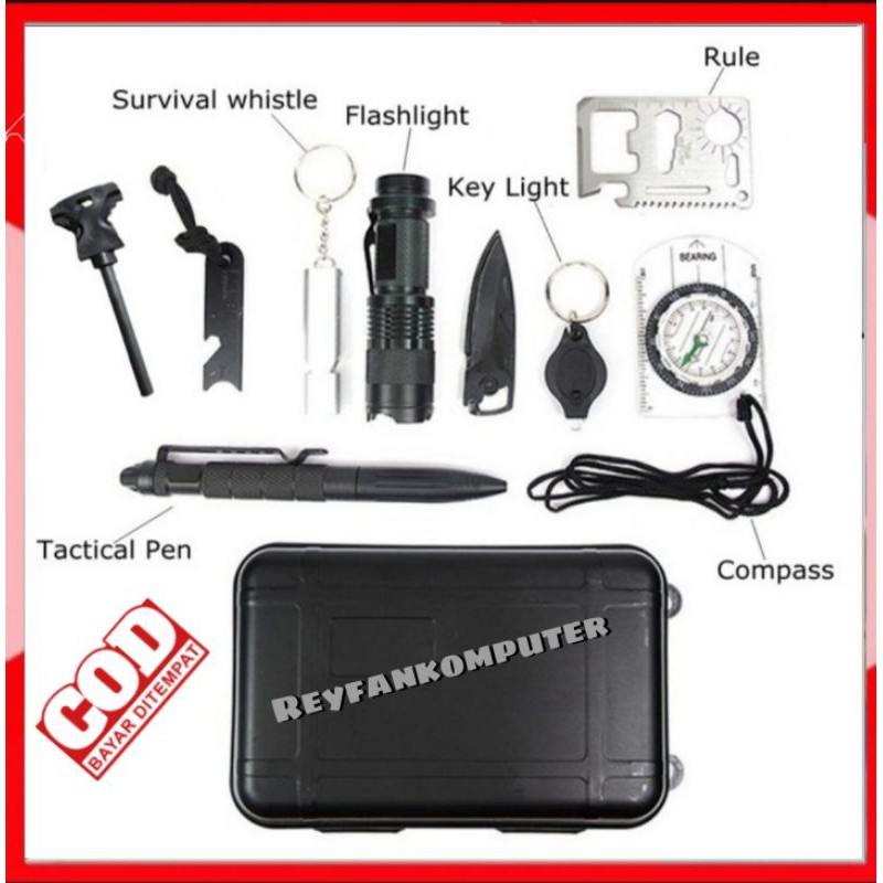 Peralatan Survival Multifungsi Di Alam 9 in 1 - SOS - OMHX5UBK Black