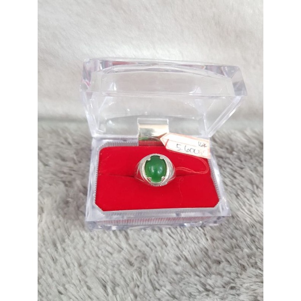 CL2521F297F cincin laki model eropa mata batu giok hijau emas putih asli berat 5.600 no 20 d 1.9 kad