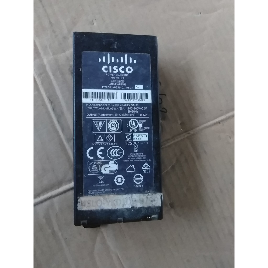 Cisco FA015LS1-00  Adaptor POE 48V 0.32A, AIR-PWRINJ5 341-0556-01