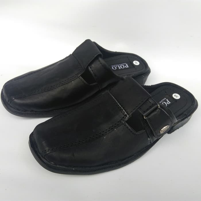 Sandal Sepatu Pria / Sepatu Slop Kulit / Sendal Selop Pria Kickers - Hitam, 38