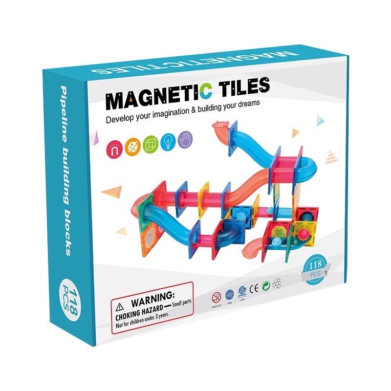 magnetic tiles marble run 118 - magnatiles alike - balok magnet - magnet blocks