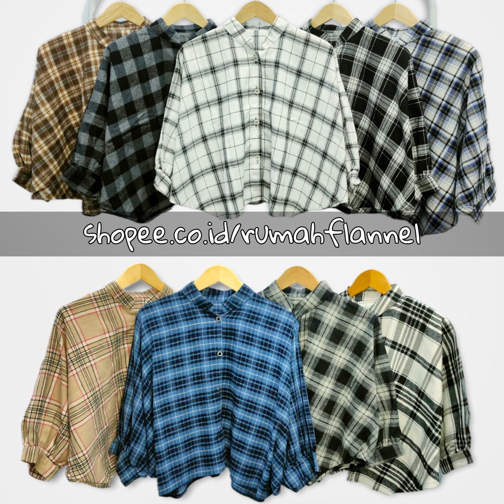KEMEJA BATWING FLANEL OVERSIZE || KEMEJA TAMARA CROP TOP || TARTAN SHIRT KOTAK FLANEL LENGAN PANJANG