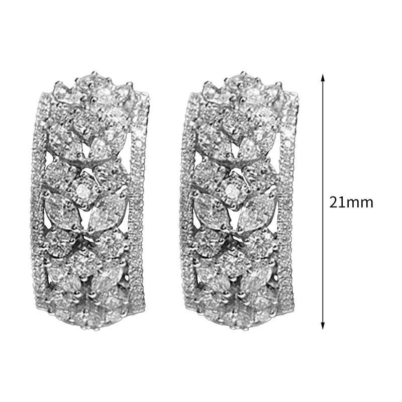 Anting 925 Sterling Silver Bentuk Persegi Panjang 18k Gold Rose Flower Untuk Wanita