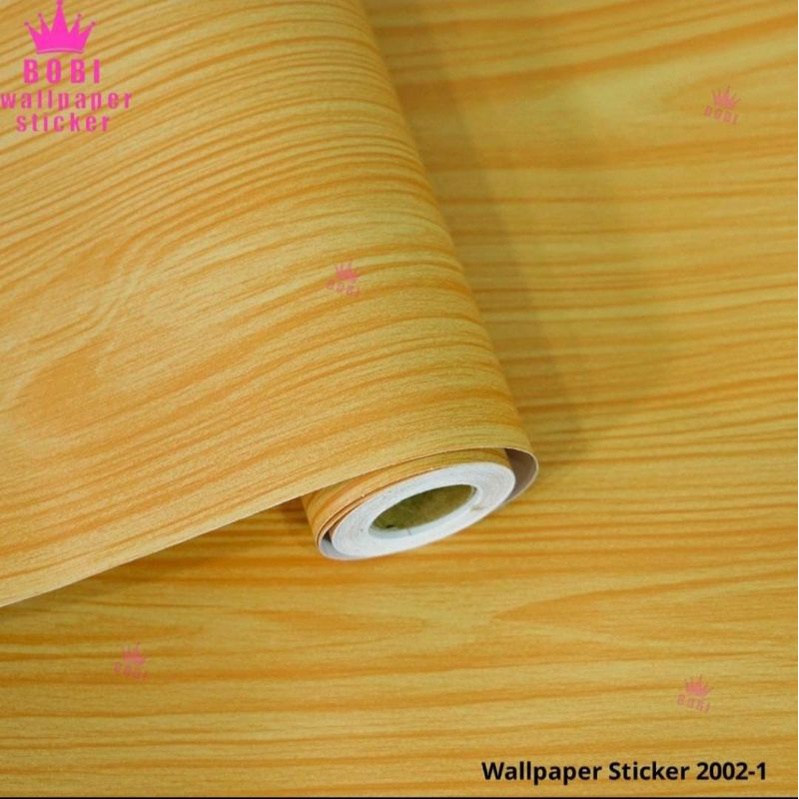 wallpaper stiker dinding motip kayu kuning