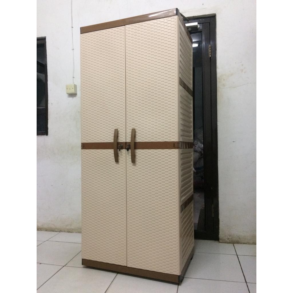 Murah Lemari Pakaian 2 Pintu Plastik Coklat