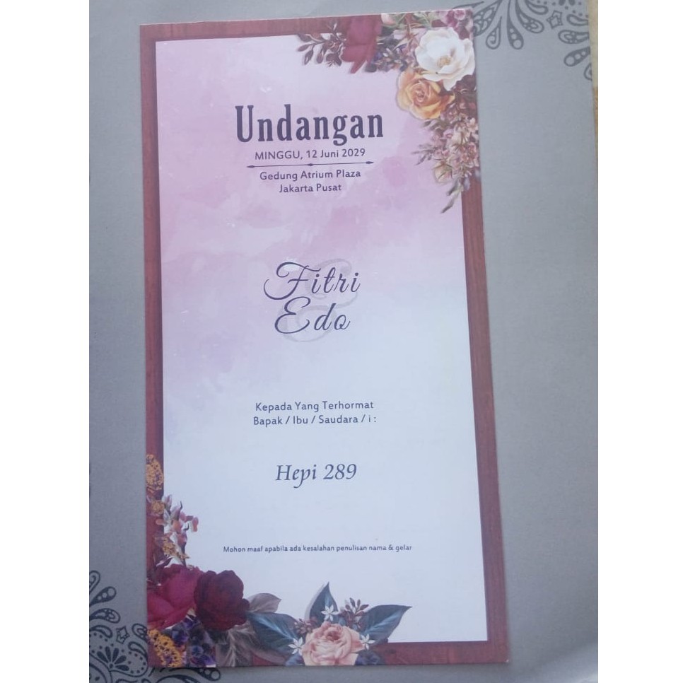 Undangan Murah Model Vintage Adcomp HP 289 Mojokerto