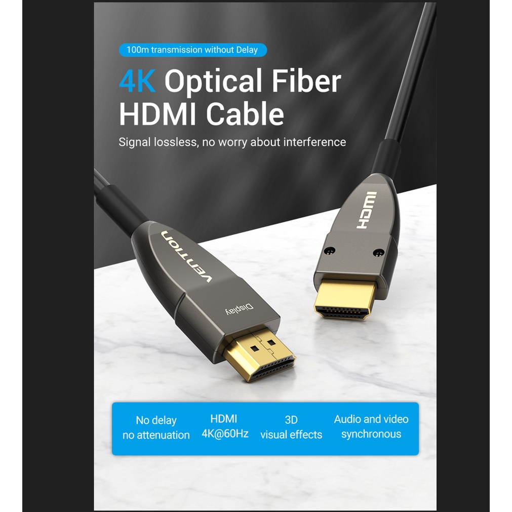 Vention Kabel HDMI Fiber Optic Active 2.0 Male to Male 4K UHD 20M 30M