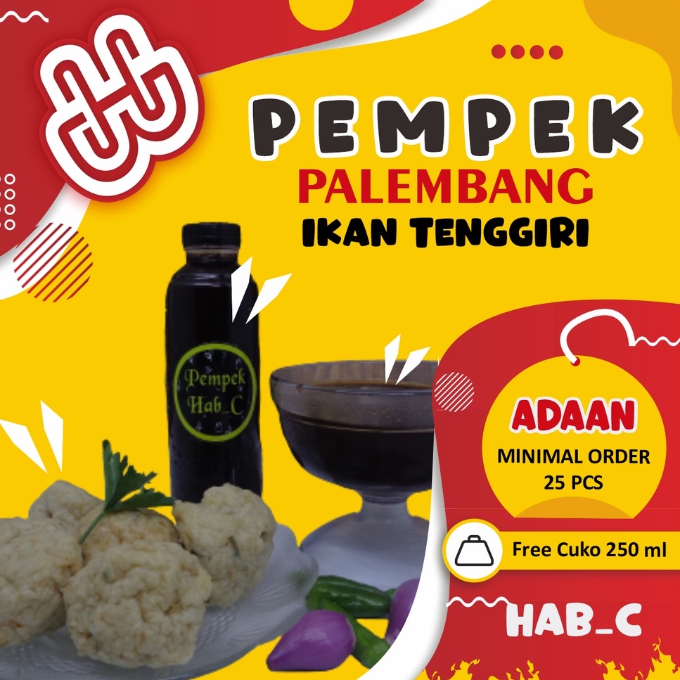 

Pempek Hab-c Asli palembang Adaan Kecil 35g Ikan Tenggiri Asli + Cuko