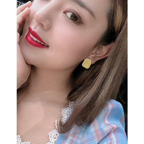 LRC Anting Tusuk Fashion Square Irregular Drip Glaze Alloy P2786X