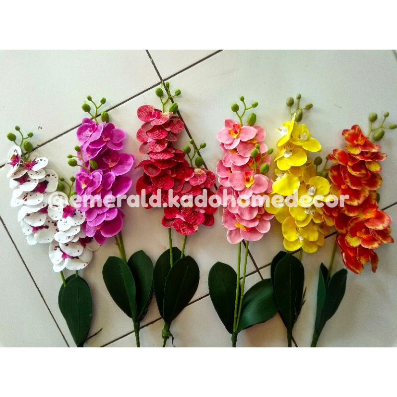 Anggrek 2 tangkai artificial anggrek latex anggrek latex anggrek plastik