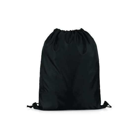 Tas Serut Taslan Polos - Ransel Drawstring Bag Waterproof Gymsack Bag-Hitam