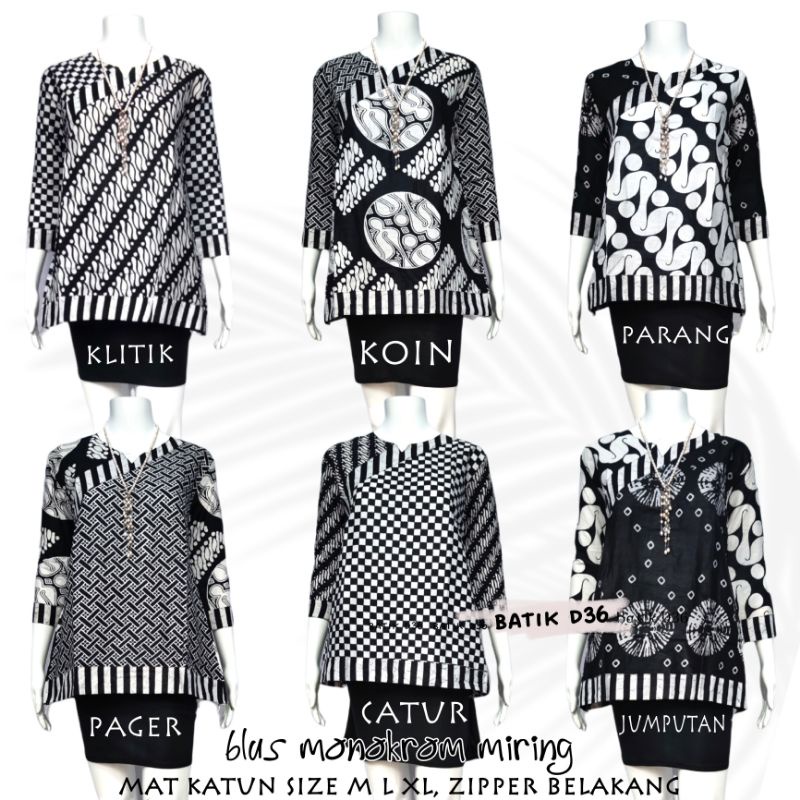 Atasan kerja Wanita hitam putih  Blus katun halus bagus remaja abg kece murah Baju batik kerja cewek wanita ABG murah lebay corak cewe keren lucu trendy modis murmer simple kekinian jogja hijab simplefits muslimah blouse