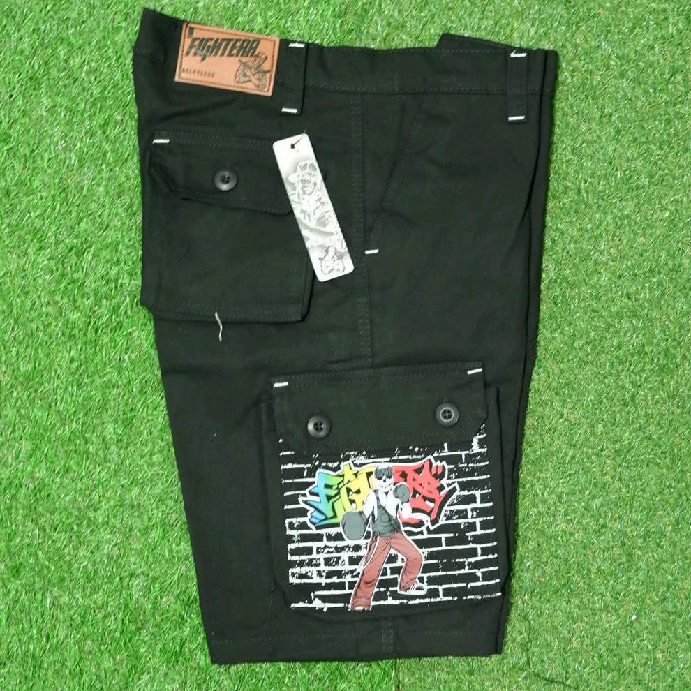 CELANA CARGO PENDEK HITAM KEMPOL SAKU BESAR KUALITAS TERBAIK ORIGINAL