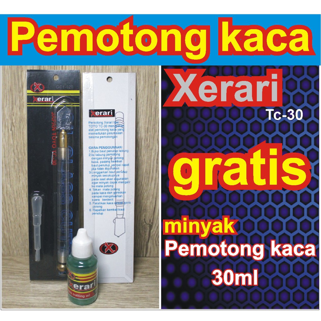 Alat Pemotong Kaca Atau Pisau Potong Kaca Model Toyo Tc 30 Merk Xerari Gratis Minyak Potong Kaca Shopee Indonesia